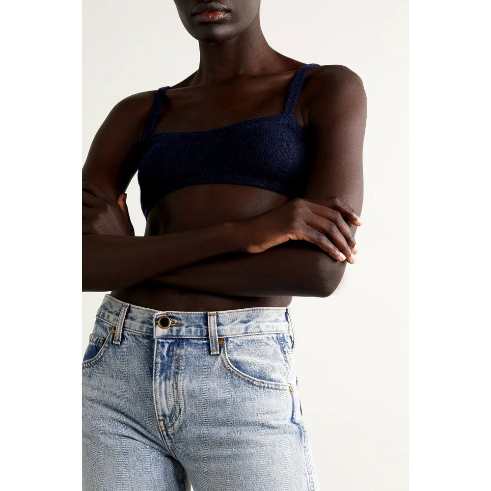 KHAITE Vara Bralette Abyss Dark Blue Cashmere Knit - Picture 2 of 5